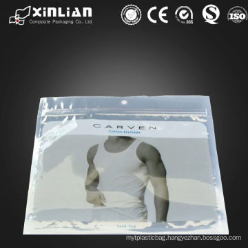 underwear plastic packaging bag with zipper top/half transparent packaging bag